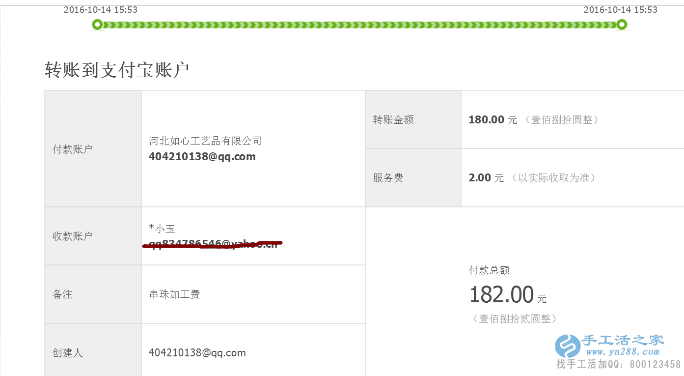 河南林州郭女士收到加工費(fèi)180元，女性兼職創(chuàng)業(yè)好項(xiàng)目