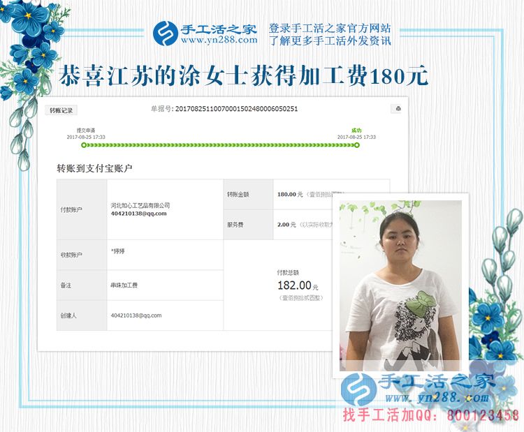 店里的租金有了，江蘇的涂女士用手工活兼職賺錢真不少(圖1)