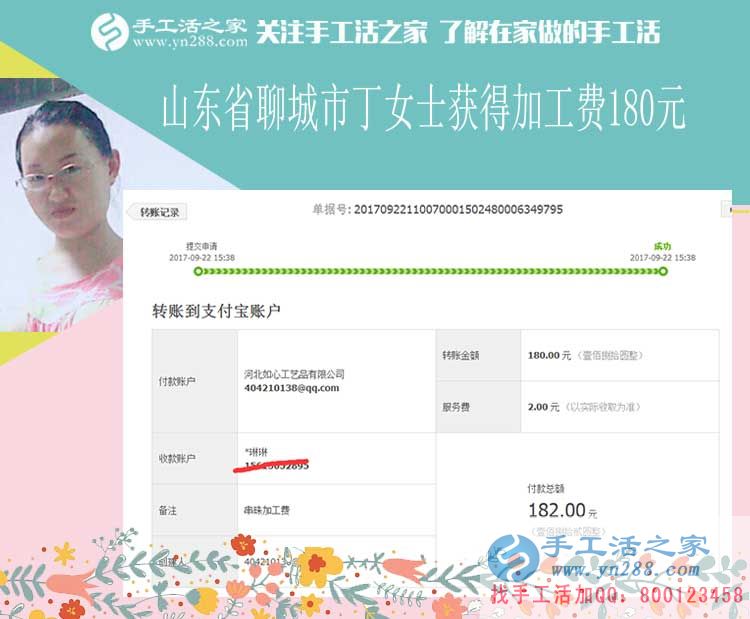 小店的生意好，手工活的收入高，山東聊城丁女士堅(jiān)持夜里做手工活賺錢(圖1)