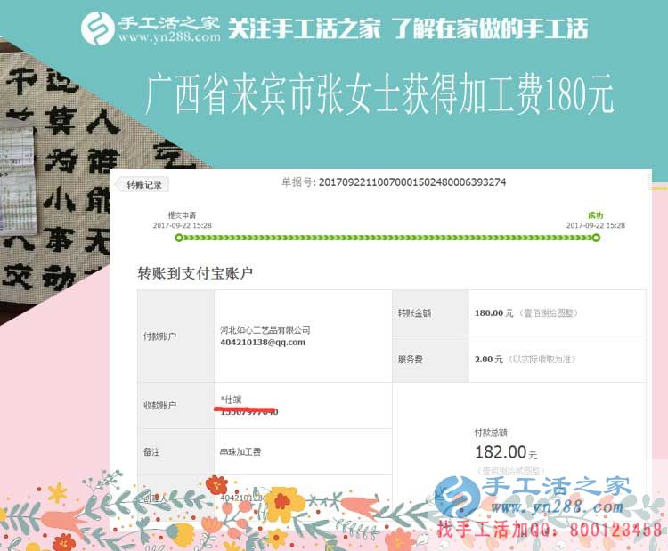 嚴格要求自己，要好的珠繡畫工藝品，廣西來賓張女士做珠繡畫掙錢很注重成品質(zhì)量(圖1)