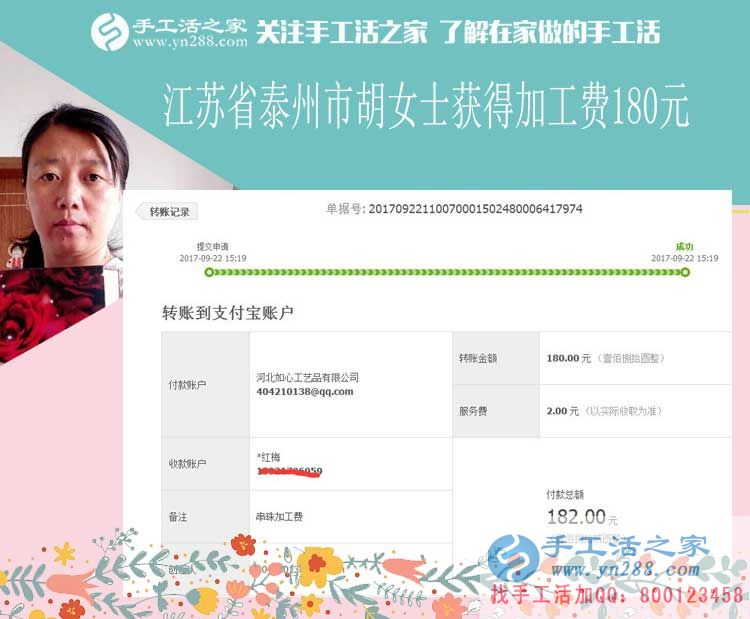 與丈夫一起還房貸，江蘇泰州家庭主婦胡女士堅(jiān)持在家做手工活賺錢(qián)(圖1)