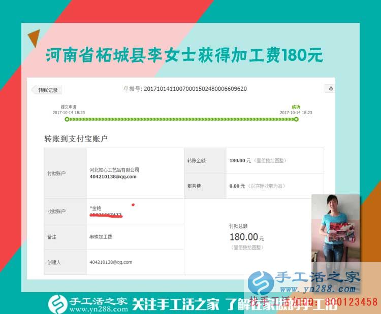 與男友合開生意，河南拓城李女士休息時做手工活兼職再掙一份錢(圖1)
