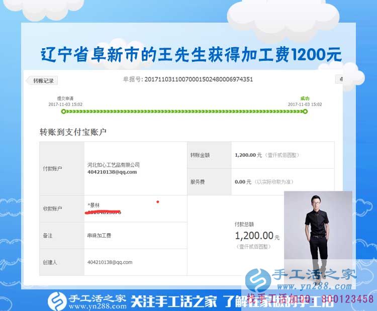 1200元，只是加工團(tuán)隊(duì)不斷加大后，遼寧阜新王先生每次加工費(fèi)結(jié)算的一部分(圖1)