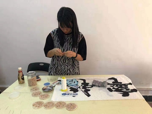 勵志珠珠繡串珠外發(fā)手工活在廣東！------記手工之家代理加工會員與當?shù)卣餐M織聽障人士學習串珠手工技能