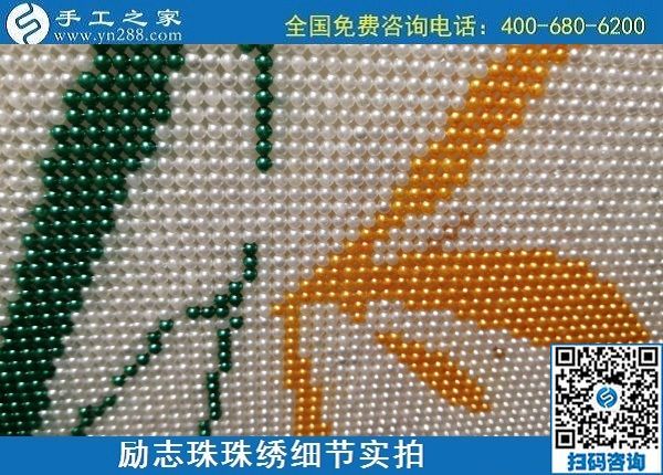 6月19日，把手工活拿回家做，有手工活代理加工項目的手工之家是什么實力？勵志珠珠繡成品細節(jié)實拍